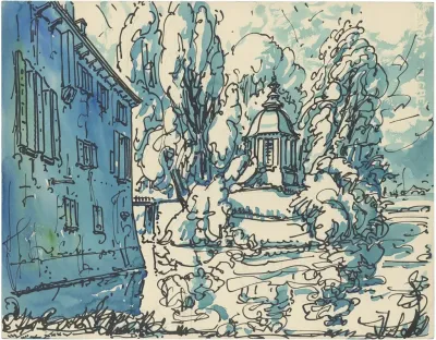 Italiaans Huis En Kerk En Bomen