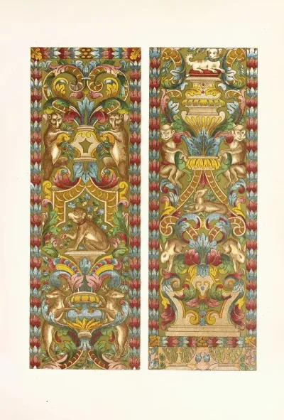 Italian Embroidered Silk Hangings