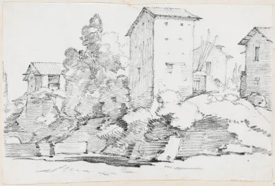 Italian Farm Buildings By A Stream