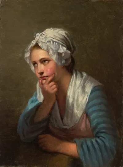 Italian Girl Leaning On Her Hand