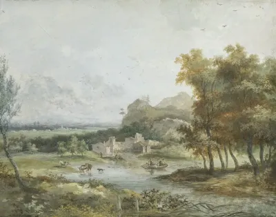 Italian Landscape With A Boating Party