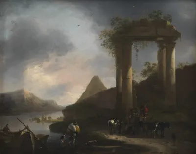 Italian Landscape With Classical Ruins