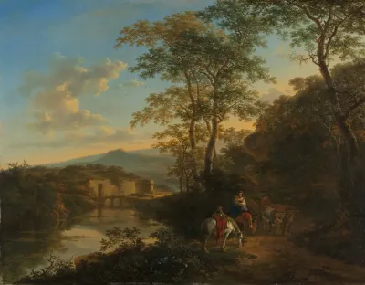 Italian Landscape With The Ponte Lucano Over The Aniene River