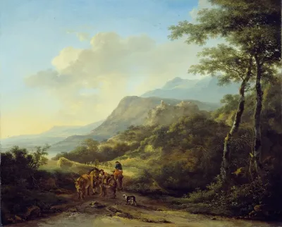 Italian Landscape With Travelers