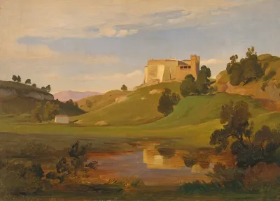 Italian Landscape With Wide Valley And Castle
