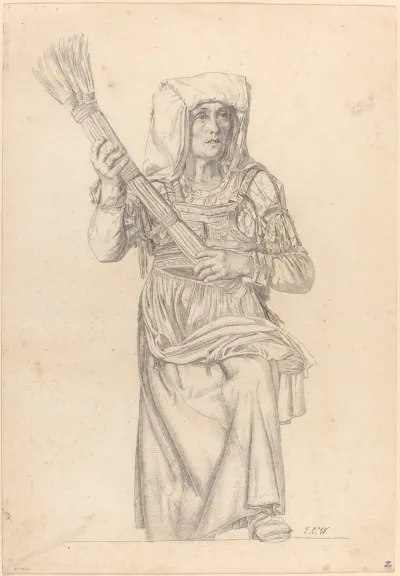 Italian Peasant Woman With A Broom