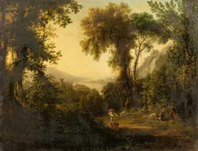 Italianate Landscape With Shepherds Afraid By A Snake