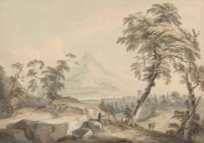 Italianate Landscape With Travelers No 1