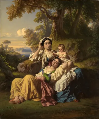Italienische Familie In Den Albanerbergen