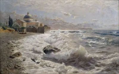 Italienische Kustenlandschaft Mit Einer Klosteranlage