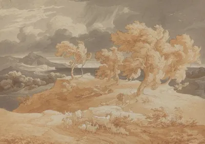 Italienische Kustenlandschaft Mit Gewitter