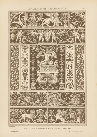 Italienische Renaissance Sgraffiten Marmoreinlagen Und Flachreliefs
