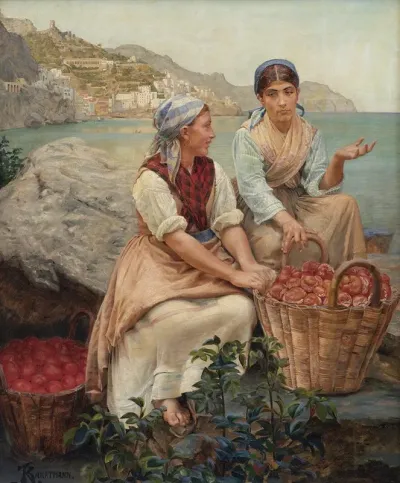 Italienske Piger Med Tomater I Kurve