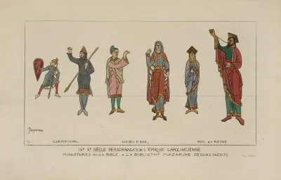 Ixe Xe Siecle Personnages De Lepoque Carolingienne Miniatures Dun Bible A La Bibliotheque Mazarine Dessins Inedits