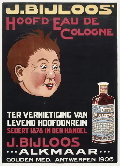 J Bijloos Hoofd Eau De Cologne Ter Vernietiging Van Levend Hoofdonrein J Bijloos Alkmaar Gouden Med Antwerpen 1906