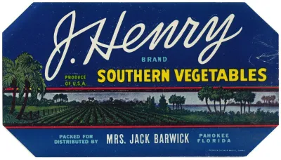 J Henry Brand Southern Vegetables Label