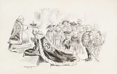 J Pierpont Morgan Is Crowned King By A Man Representing Trusts