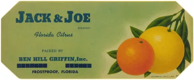 Jack And Joe Brand Florida Citrus Label