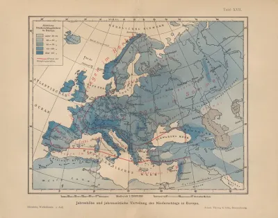 Jahreshohe‎ ‎und‎ ‎jahreszeitliche‎ ‎verteilung‎ ‎des‎ ‎niederschlags‎ ‎in‎ ‎europa