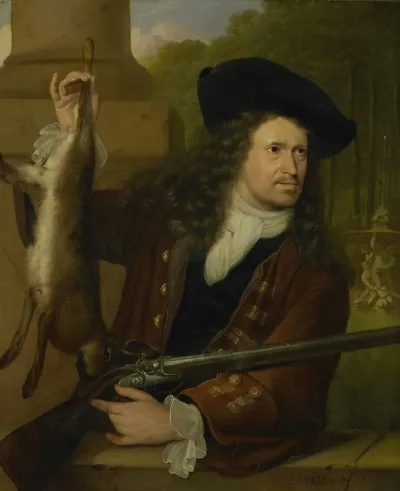 Jan De Hooghe 1650 1731 Anna De Hooghes Cousin Dressed For Shooting