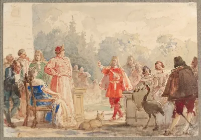 Jan Iii Sobieski With His Family On A Terrace In Wilanow Listening To The Poem By Canon Ustrzycki Sobiesciada 1686