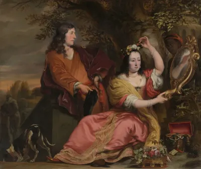 Jan Van Der Voort And His Sister Catharina With A Servant