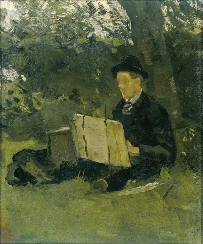 Jan Verkade 1868 1946 Painting Under A Tree At Hattem