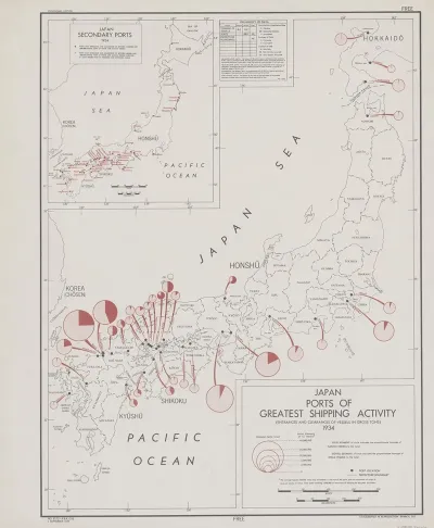 Japan Ports Of Greatest Shipping Activity 1934