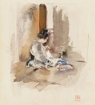 Japanese Girl Sewing