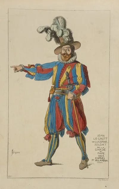 Jean Le Grott De Lucerne Soldat De La Garde Du Pape 1613 Dapres Francesco Villamena