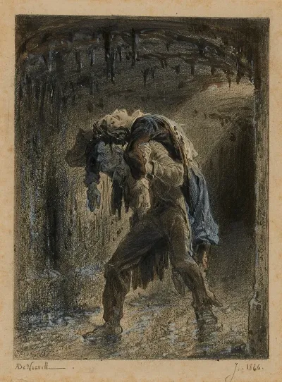Jean Valjean Et Marius Dans Legout Lui Aussi Porte Sa Croix