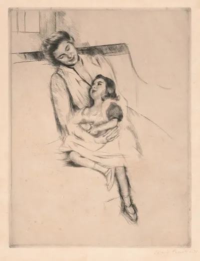 Jeannette And Her Mother Seated On A Sofa