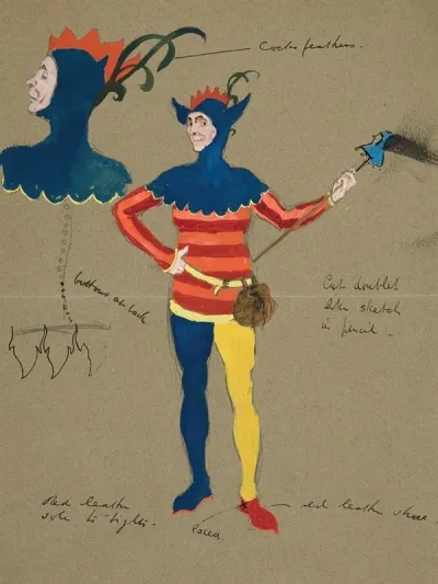 Jester Costume Sketch For Henry Irvings Planned Production Of King Richard Ii