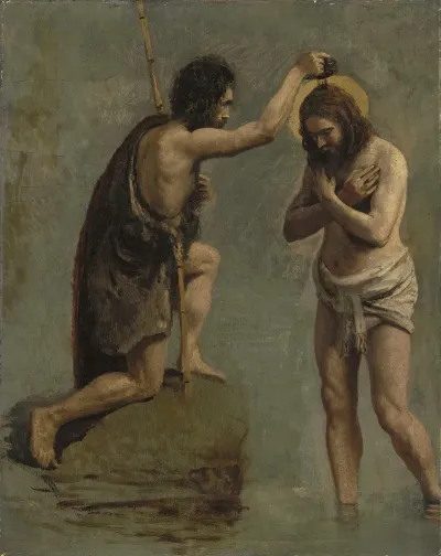 Jesus Et Saint Jean Etude Pour Le Bapteme Du Christ