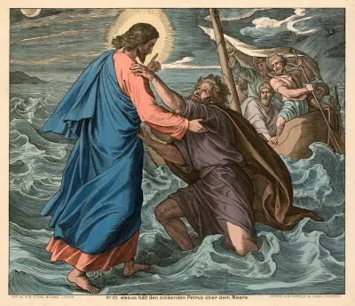 Jesus Heilt Den Sinkenden Petrus Uber Dem Meere