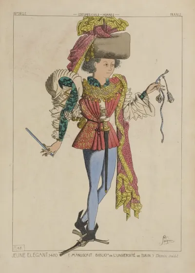 Jeune Elegant 1480 Manuscrit Bibliotheque De Luniversite De Turin