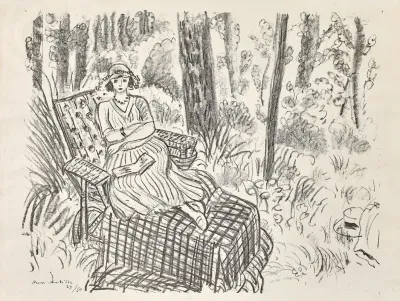 Jeune Femme A La Chaise Longue Dans Un Sous Bois