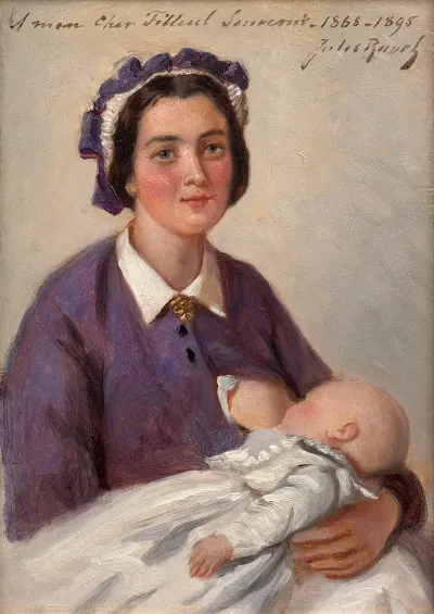 Jeune Femme Allaitant Son Enfant