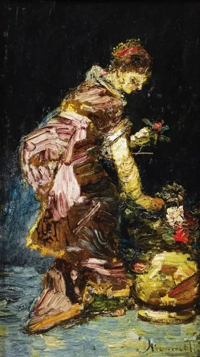Jeune Femme Arrangeant Des Fleurs