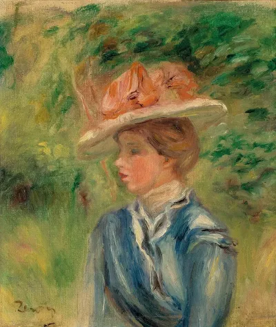 Jeune Femme Au Chapeau Fleuri