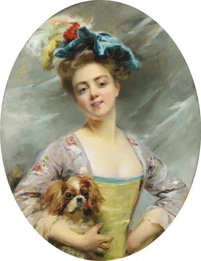 Jeune Femme Au Petit Chien