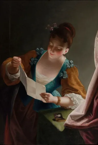 Jeune Femme Lisant Une Lettre Dapres Raoux
