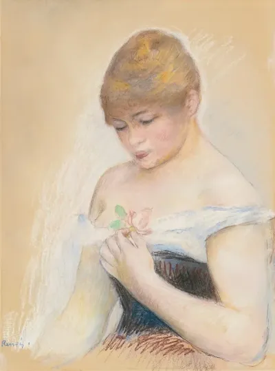 Jeune Femme Tenant Une Fleur Portrait De Jeanne Samary
