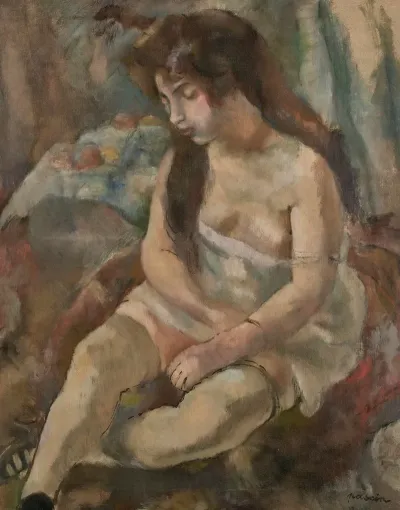 Jeune Fille Assise Avec Un Bol De Fruits