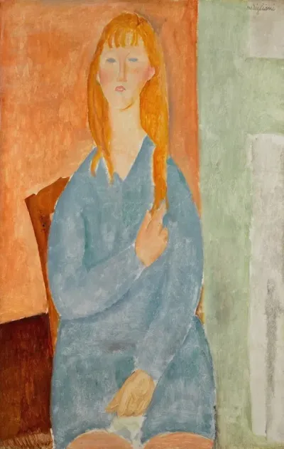 Jeune Fille Assise Les Cheveux Denoues Jeune Fille En Bleu