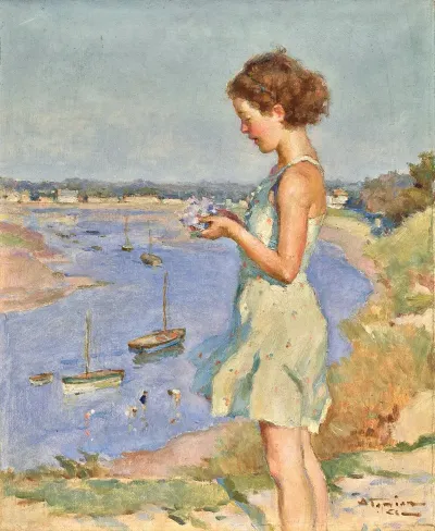 Jeune Fille Avec Un Hortensia Bleu Saint Gilles Croix De Vie