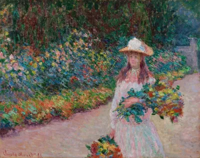 Jeune Fille Dans Le Jardin De Giverny