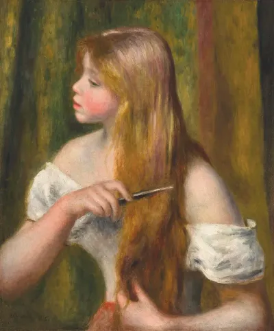 Jeune Fille Se Peignant La Toilette