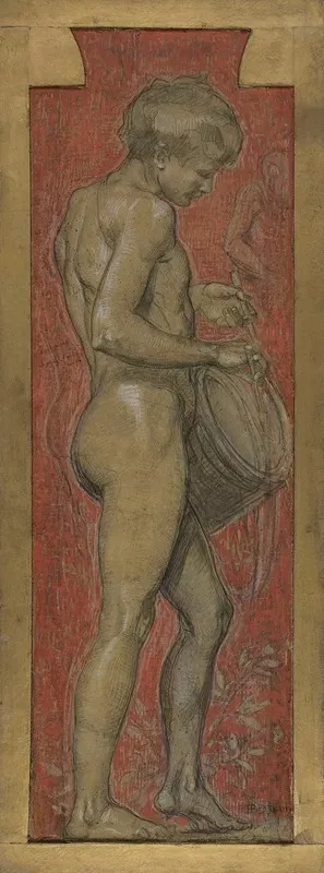 Jeune Garcon Nu Jouant Du Tambour