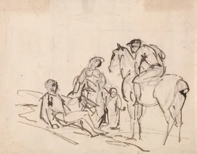 Jockey On A Horse With Three Figures